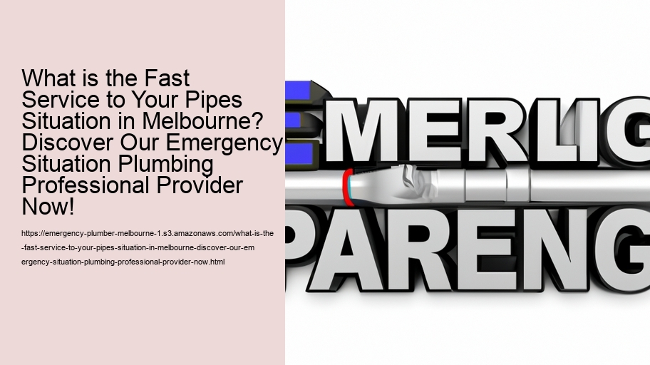 What is the Fast Service to Your Pipes Situation in Melbourne? Discover Our Emergency Situation Plumbing Professional Provider Now!