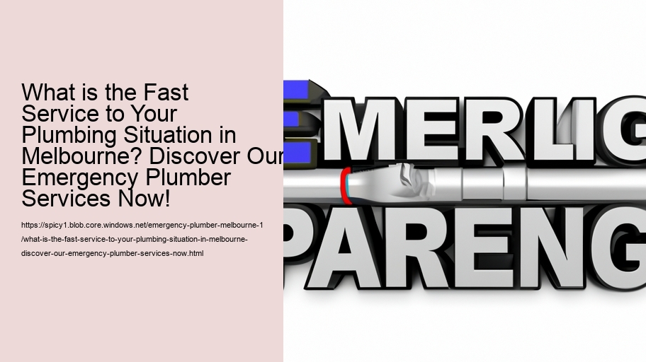 What is the Fast Service to Your Plumbing Situation in Melbourne? Discover Our Emergency Plumber Services Now!