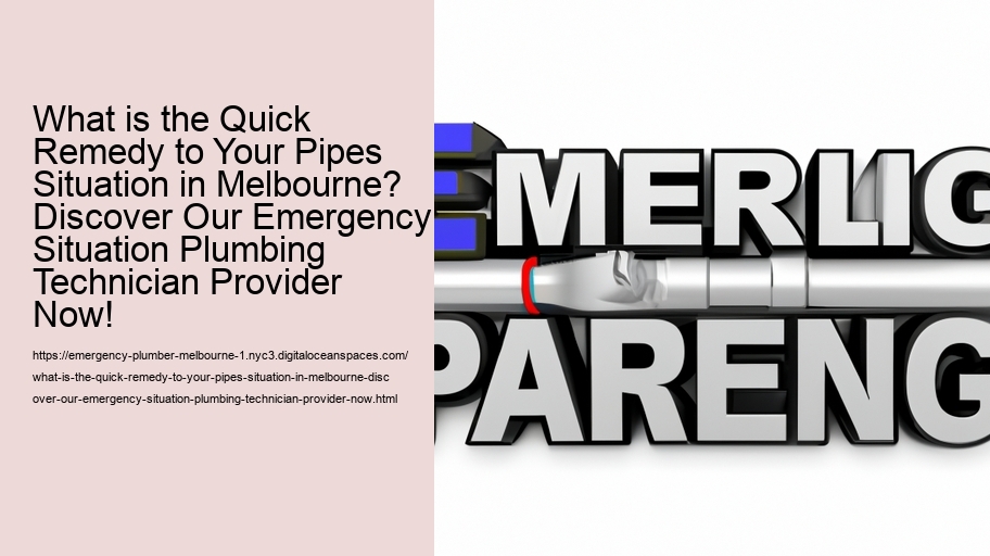 What is the Quick Remedy to Your Pipes Situation in Melbourne? Discover Our Emergency Situation Plumbing Technician Provider Now!