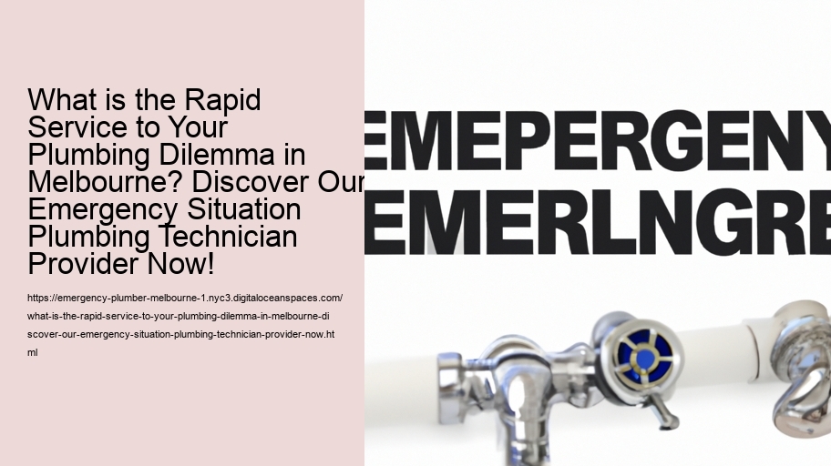 What is the Rapid Service to Your Plumbing Dilemma in Melbourne? Discover Our Emergency Situation Plumbing Technician Provider Now!